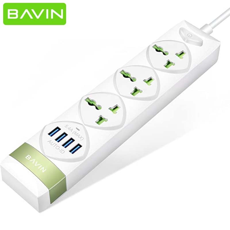 چند راهی برق و شارژر PC589 دارای 4 پورت باوین Bavin