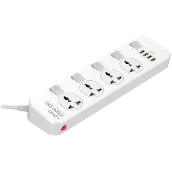 چند راهی برق و شارژر دارای 4 پورت USB الدینیو LDNIO SC4408 Defender Series Power Strip EU